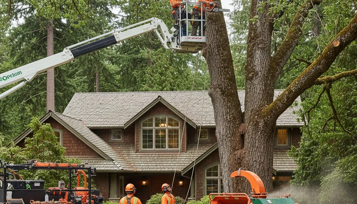 Tree service crew in Seattle, WA removing a tree for safe, professional property care
