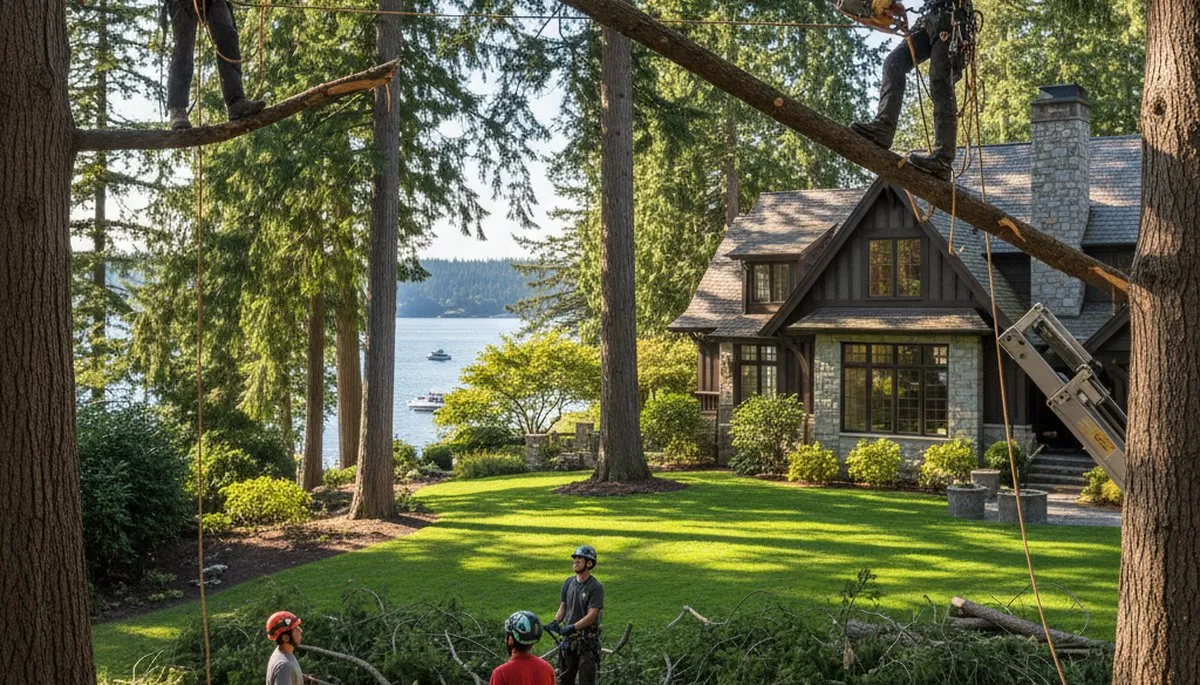 Tree service crew in Seattle, WA performing professional tree trimming and removal services